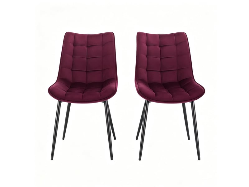  Lot de 2 chaises de salle à manger 46x39x85,5 cm en métal rouge vin  - Conforama A