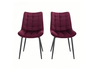 Lot de 2 chaises de salle à manger 46x39x85,5 cm en métal rouge vin