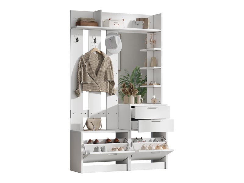  Portemanteau avec banc et rangement blanc 110 x 185 cm en mdf  - Conforama D