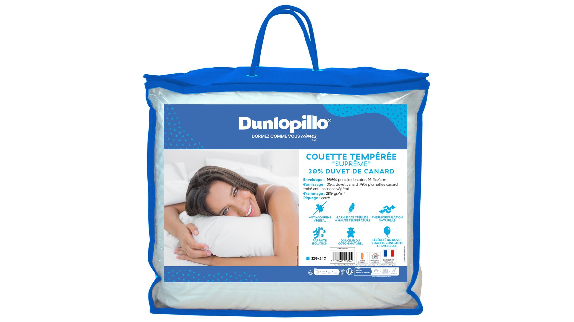 DUNLOPILLO Couette 240x220 cm SUPRÊME blanc Conforama