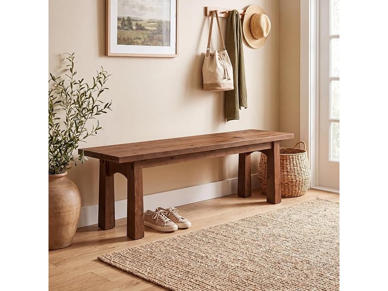  Banc d'entrée en bois massif, banc à chaussures rustique marron, banc de chambre à coucher rustique et étroit de style fermier, pour couloir, cuisine, chambre, salle à manger, l'intérieur  - Conforama D