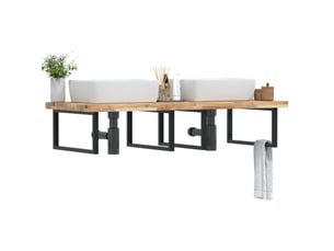 Étagère de vasque | étagère murale acier et bois massif d'acacia shl9261
