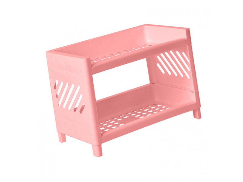  Étagère de rangement de bureau en plastique à 2 niveaux pour chambre à coucher, dortoir, bureau (rose)  - Conforama D