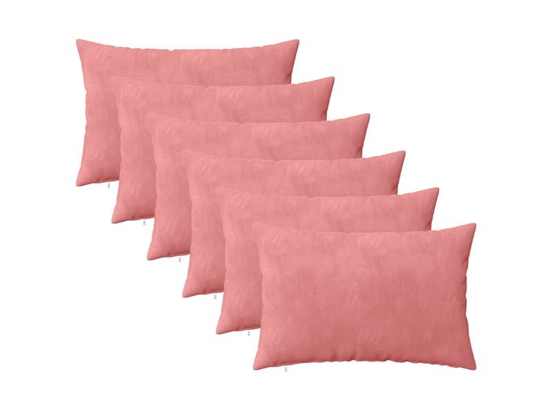  Lot de 6 coussins avec oreiller, coussins décoratifs heerlen rose velours cf50892  - Conforama A