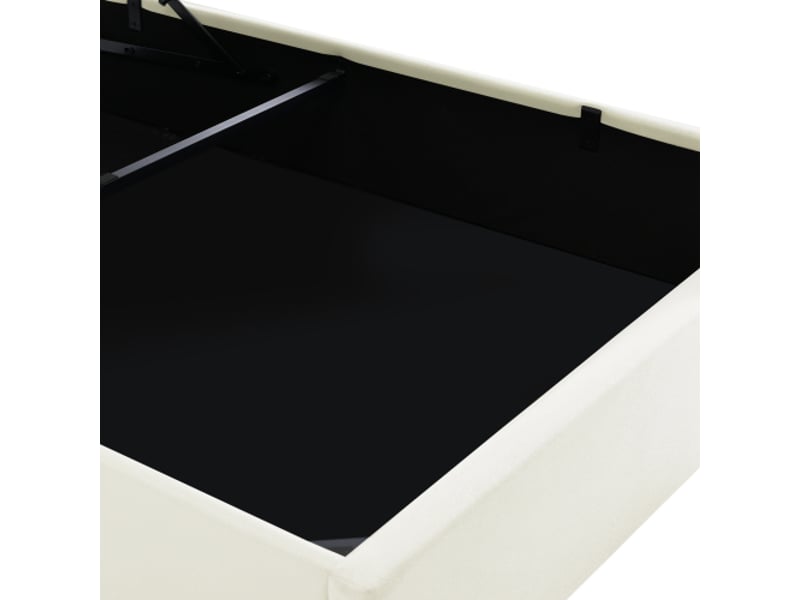  Lit coffre hydraulique  160x200cm, lit double, lit rembourré, avec bande led, pu, blanc, avec télécommande  - Conforama R