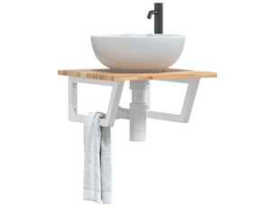 Étagère de vasque murale acier et bois massif d'acacia shl8006