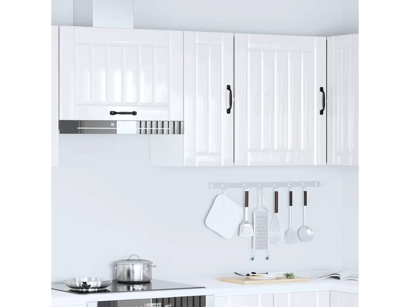 Armoire murale de cuisine lucca blanc brillant bois ingénierie shl5433 - Conforama C