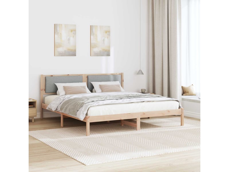 Lit double- lit adulte - cadre de lit gris clair 180 x 200 cm pin massif - Conforama C