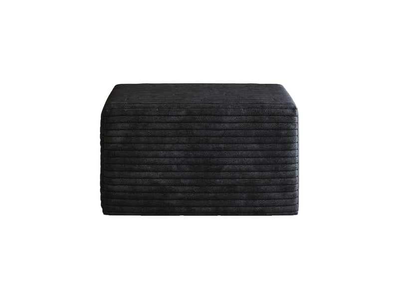 Pouf noir pour salon repose-pieds en velours côtelé mousse haute résilience 65x60x38cm - Conforama W