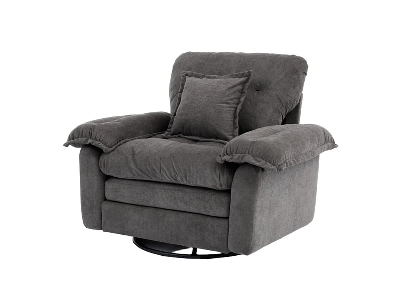  Fauteuil pivotant 360° 1 place gris en tissu, avec coussin de soutien et base métal pour lire confortablement  - Conforama A