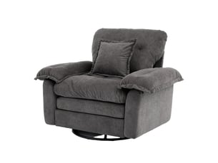 Fauteuil pivotant 360° 1 place gris en tissu, avec coussin de soutien et base métal pour lire confortablement