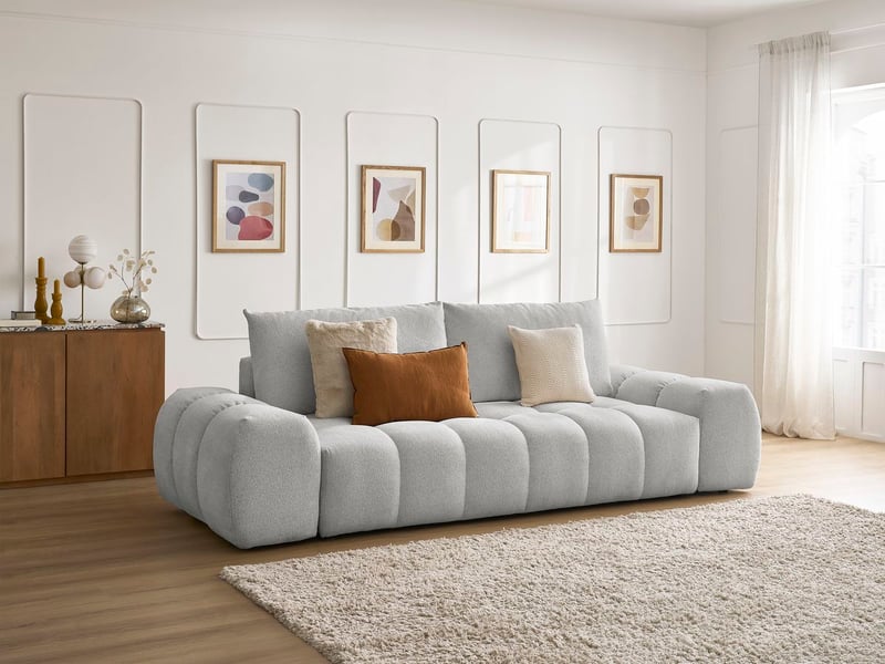  Bobochic canapé droit fixe 3 places everest tissu chiné gris clair EVEREST - Conforama B