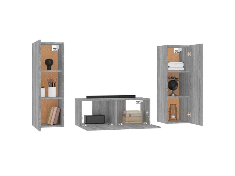  Ensemble de meubles tv 3 pcs sonoma gris bois d'ingénierie shl92830  - Conforama D