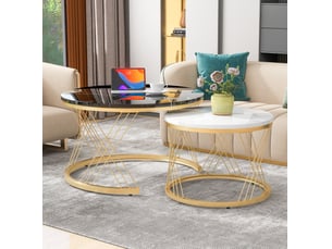 Table basse rond(e) coloris bicolore <strong>MODENUIT </strong> <strong></strong> - 70 cmx45 cm