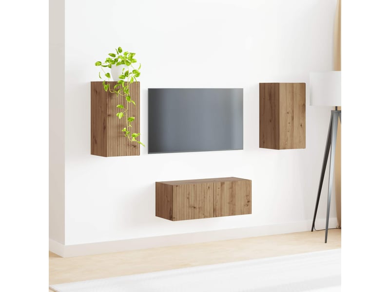  Ensemble meuble tv - banc tv - meuble de rangement 2 pcs chêne artisanal bois d'ingénierie  - Conforama D
