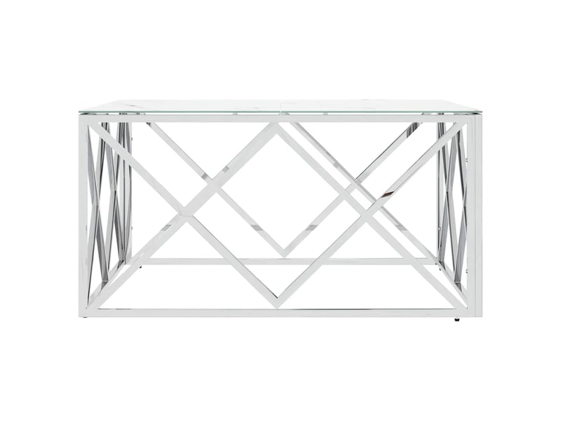 Table basse - table de salon - table à thé argenté 80x80x40 cm acier inoxydable et verre  - Conforama D