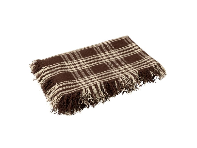 Couverture carreaux coton marron foncéblanc 56329 - Conforama A