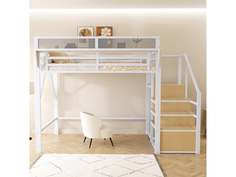  Lit mezzanine 140x200cm coloris blanc lit enfant blanc - Conforama D