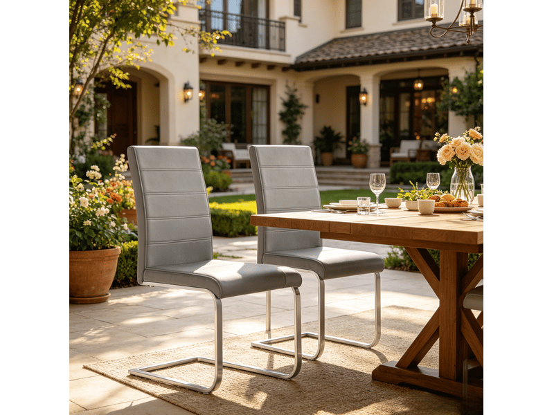  Lot de 2 chaises de bureau à piètement traîneau en velours et métal gris foncé  - Conforama D
