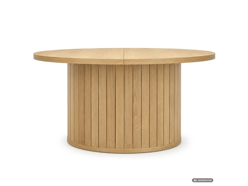 Table basse nubo coloris bois naturel 80 cm ronde cannelée avec rangement 80x80x45 cm NUBO - Conforama B