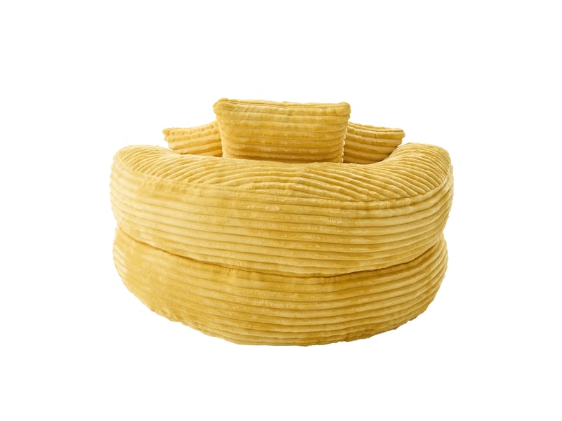  Canapé en velours côtelé moutarde avec dossier haut, accoudoirs et rangement intégré 108x108x52 cm  - Conforama A