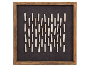 Tableau artisanal en bois recyclé relief noir et blanc 40x4x40 cm h
