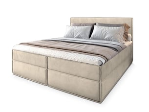 Lit avec rangement 140x200 cm <strong>MASSENO</strong>  <strong></strong> coloris beige