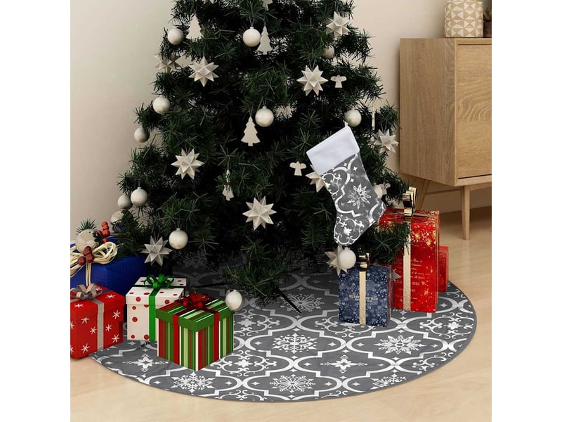 Jupe de sapin de noël de luxe avec chaussette gris 150 cm tissu  - Conforama B