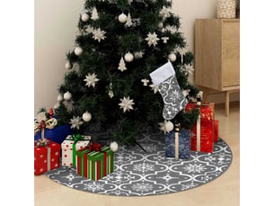 Jupe de sapin de noël de luxe avec chaussette gris 150 cm tissu