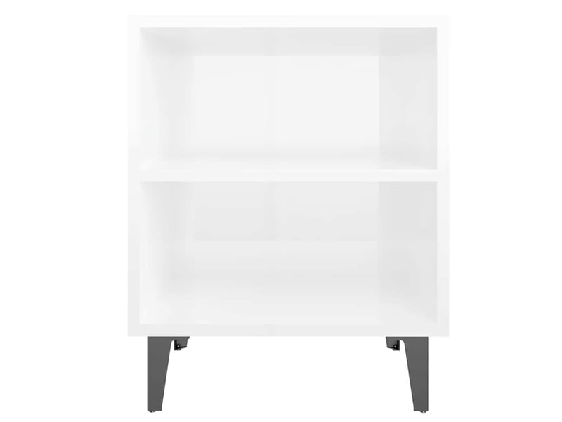  Lot de 2 tables de chevet - cabinet de chevet - table de nuit pieds en métal blanc brillant 40x30x50cm  - Conforama D