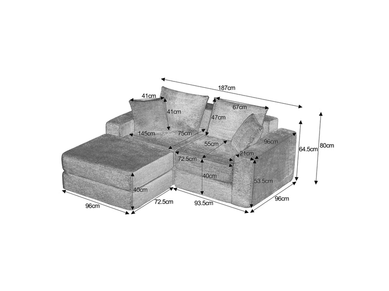  Canapé modulable 3 places en velours côtelé vert convertible en lit d'appoint  - Conforama C