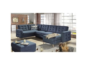 Canapé d'angle panoramique convertible hasgard u 326 cm bleu pétrole avec coffre