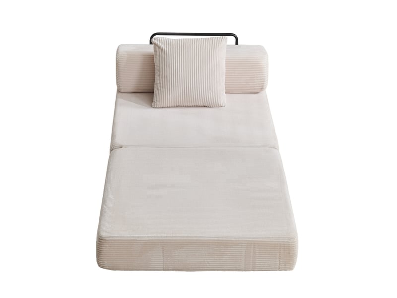  Canapé convertible 1 place 92,5 x 92,5 cm – blanc – velours côtelé, couchage 185 cm prêt à déplier  - Conforama A