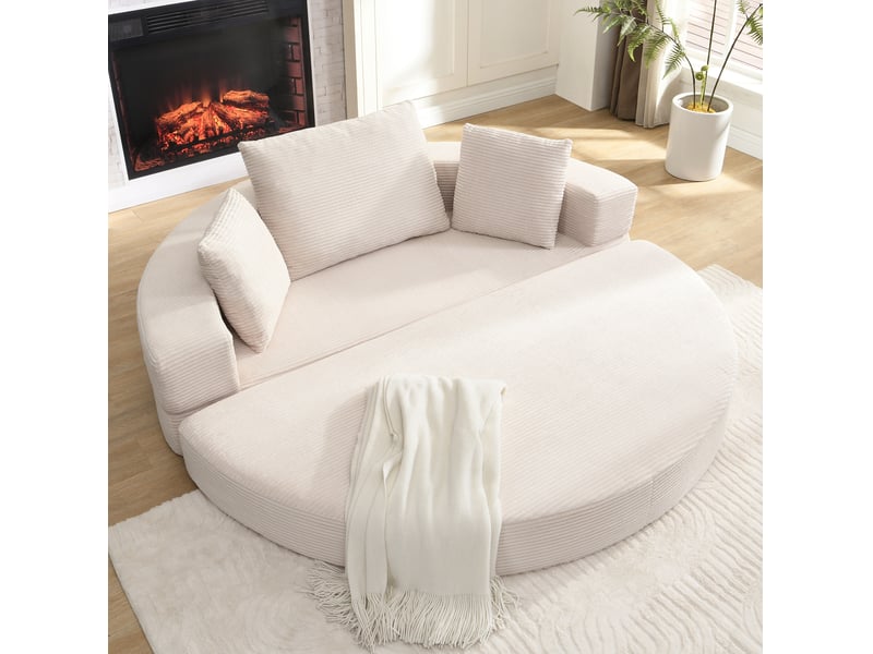  Canapé convertible 2 places 173x176 cm en velours côtelé et mousse, beige clair chicfurn  - Conforama C