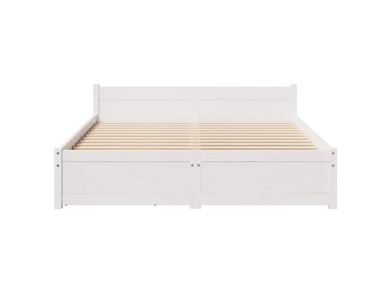  Lit double- lit adulte -  cadre de lit sans matelas blanc 140x200 cm bois de pin massif  - Conforama C