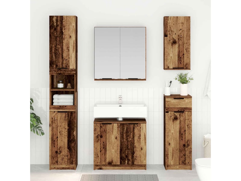 Ensemble de mobilier de salle de bain 4 pc bois ancien cf64500 - Conforama D