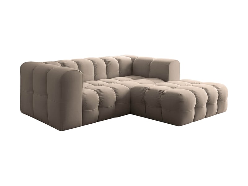 Canapé d'angle droit miloe mini 3 places en velours - taupe MILOE - Conforama A