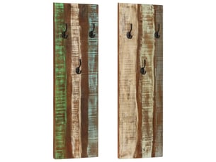 Lot de 2 porte-manteaux muraux vintage 36 x 3 x 110 cm pratique unique en bois massif de récupération multicolore 02_0046931