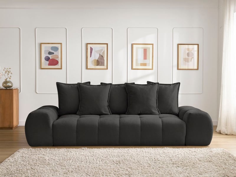  Bobochic canapé droit fixe 3 places everest tissu texturé noir EVEREST - Conforama D