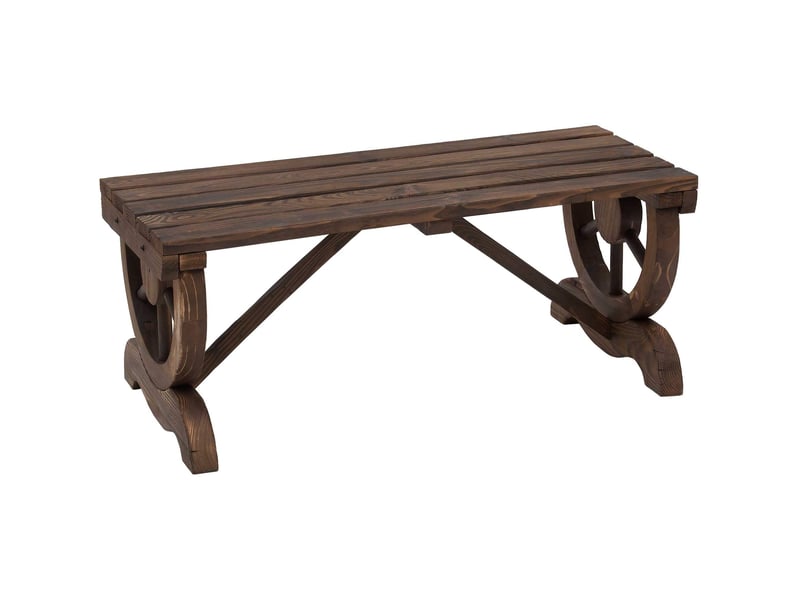  Banc de jardin rustique 2 places en bois de sapin marron 98 x 50 x 39,5 cm, résistant à l'eau et aux intempéries  - Conforama A