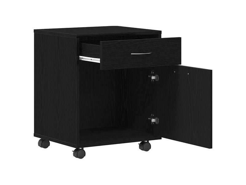  Caisson roulant de bureau 45 x 38 x 54 cm bois d'ingénierie chêne noir  - Conforama E