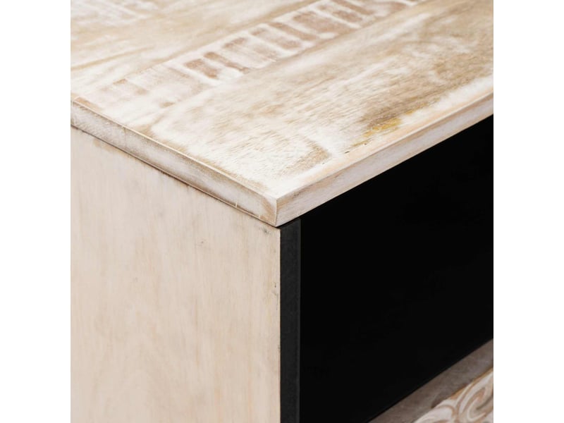  Table de chevet - table de lit blanc 50 x 33 x 60 cm bois de mangue massif  - Conforama E