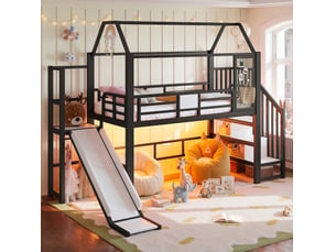 Lit mezzanine 90x200 cm HOMVRA coloris noir