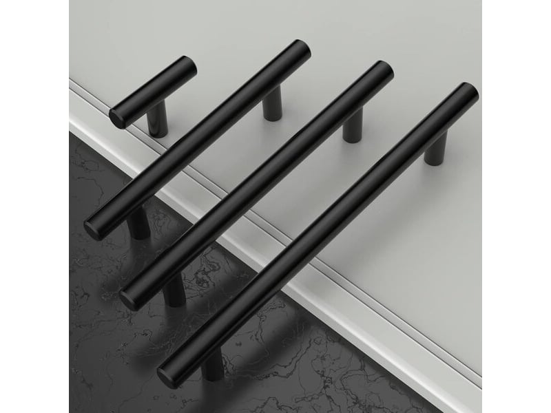 Lot de 12 poignées de barre en acier inoxydable noir, poignées pour tiroirs, portes, commodes et meubles - Conforama A