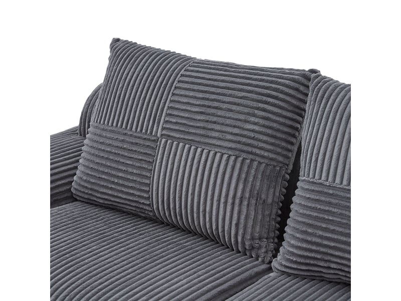  Canapé droit en velours côtelé gris foncé, 3 places, 268 cm, modulable W2845S00258 - Conforama R