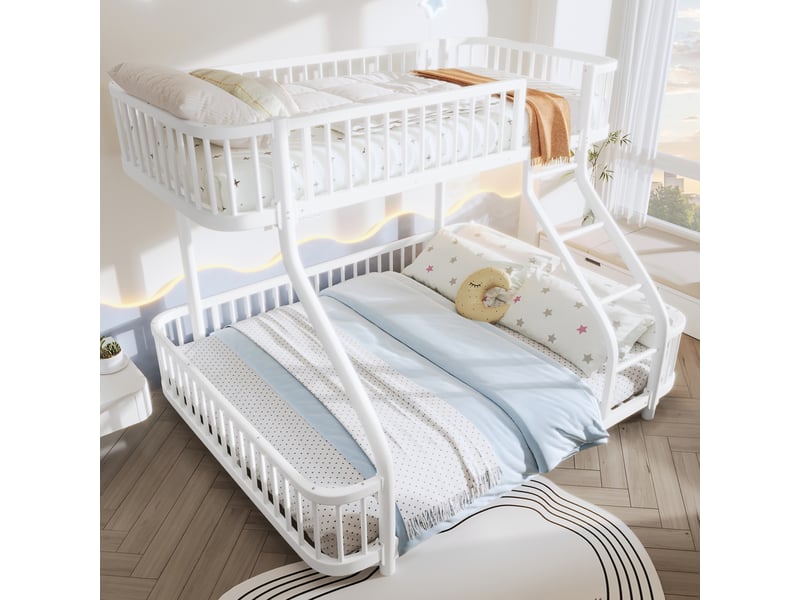 Lit superposé 90x200 cm + 140x200 cm en métal blanc Fay Lum - Conforama D