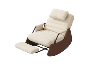 Fauteuil à bascule en laine d'agneau - 91.5 x 67 x 92 cm-beige - chaise à bascule ergonomique avec repose-pieds et dossier réglable