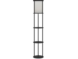 Lampadaire avec 3 étagères, design rond, télécommande, interrupteur au pied, température de lumière réglable, pour salon, noir