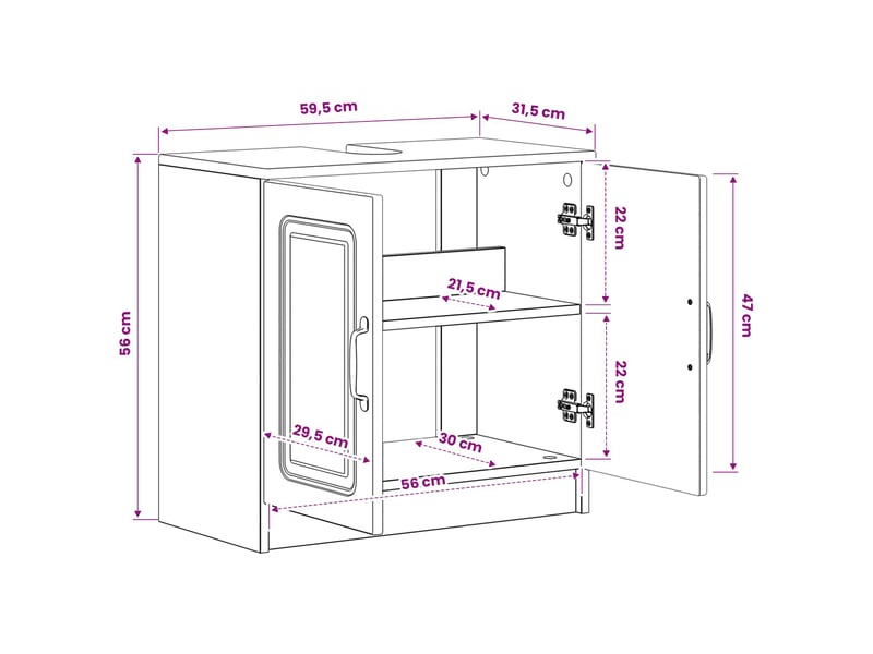 Meuble sous lavabo de salle de bain utrecht chêne artisanal cf64928 - Conforama E