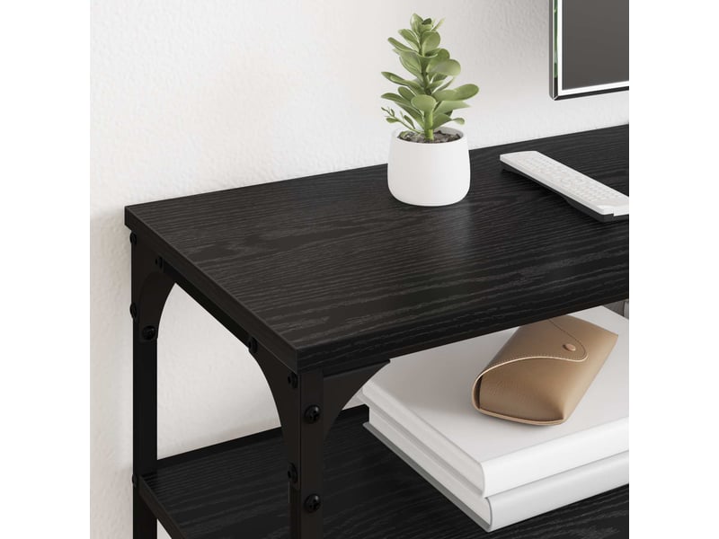  Meuble tv - banc tv - meuble de rangement 160 x 30 x 50 cm chêne noir bois d'ingénierie et fer  - Conforama D